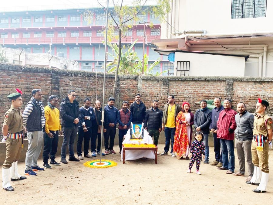 NPP Nagaland members observe the 125 Birth Anniversary of Netaji Subhash Chandra Bose at the state party office at Thahekhu /Kevijau, Dimapur on January 23.
